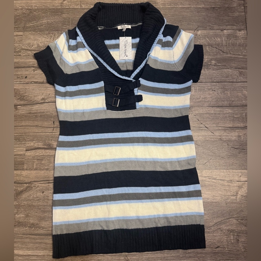Extra Touch Black and Blue Knit Top